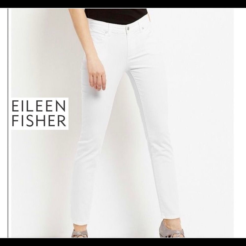 Eileen Fisher white soft stretchy comfortable skinny pants size 6🇨🇦